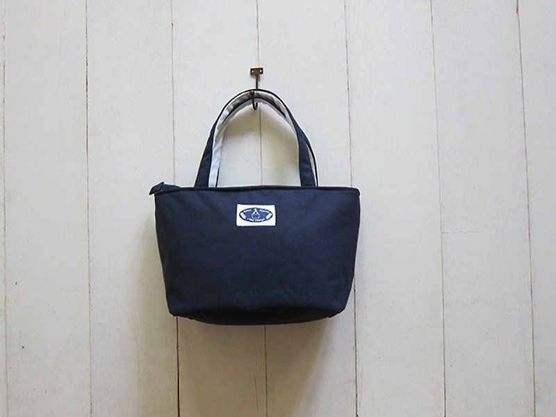 Dachshund Dog Zip Opening Canvas Tote Bag - Small (Navy+White) - Handbags & Totes - Other Materials Multicolor