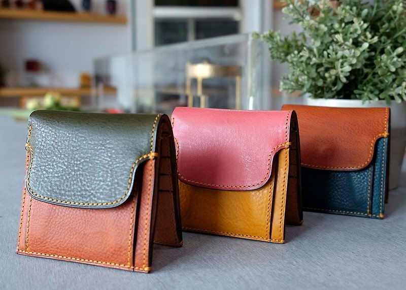 isni  cards &coin short wallet handmade leather - Wallets - Genuine Leather Multicolor