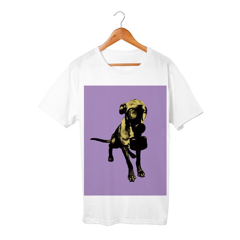 Collage Art Dog T-shirt - เสื้อฮู้ด - ผ้าฝ้าย/ผ้าลินิน ขาว