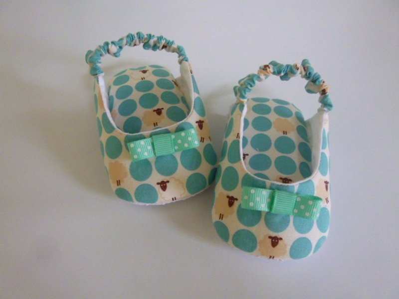 Lake blue-green circle sheep baby sandals 13-14 cm - Kids' Shoes - Cotton & Hemp Green