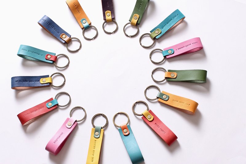 key ring leather key ring small wedding gift [free custom lettering 1-7 characters] - ที่ห้อยกุญแจ - หนังแท้ 