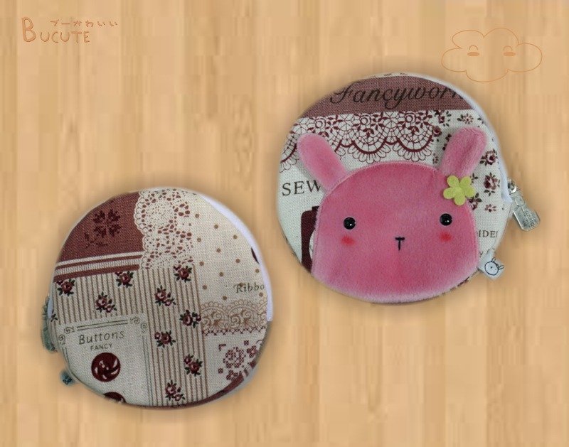アシスタントBucuteはカスタムモデルを移動する丸元財布┃┃限られた愛を旅行┃ピンクのウサギ - コインケース・小銭入れ - その他の素材 ピンク