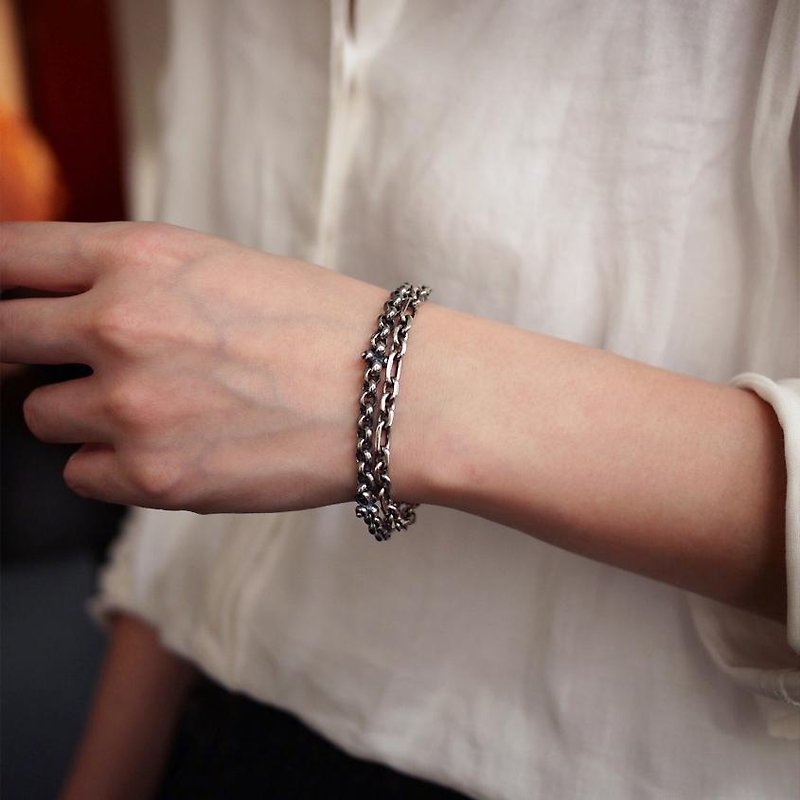 MUFFëL 925 Silver Sterling Silver Series-Double Layers Bracelet - Bracelets - Sterling Silver Gray