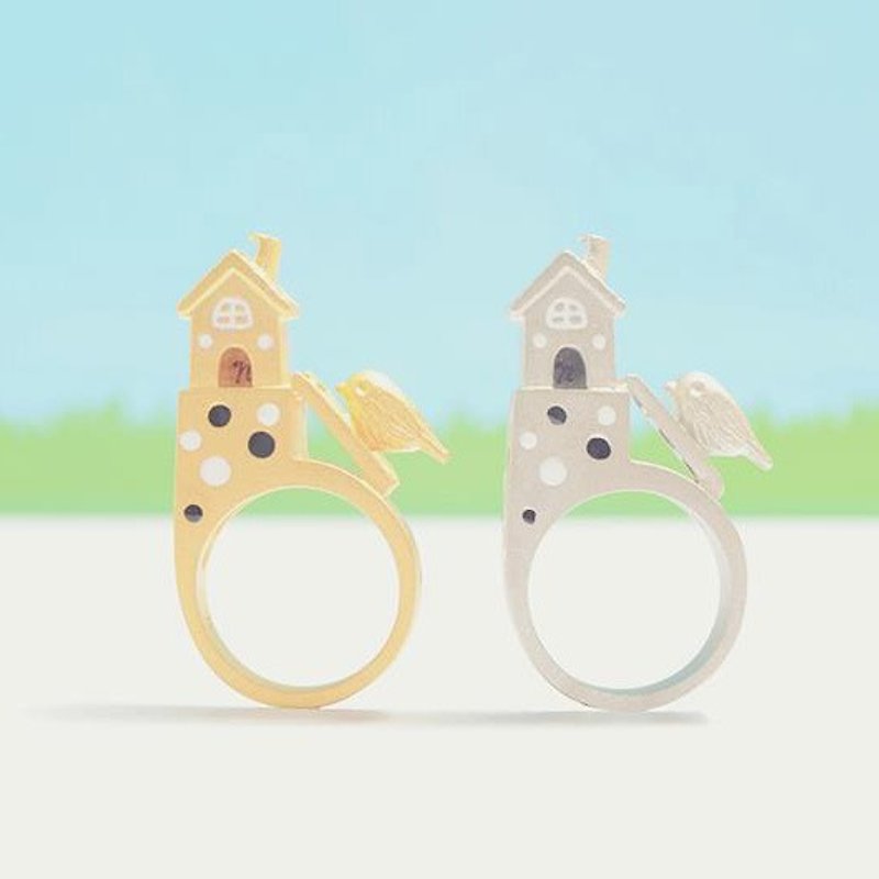 小鳥兒和我的家鍍銀戒指 - 戒指 - 其他金屬 