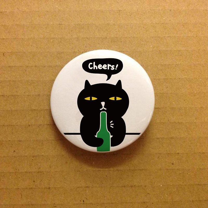 Badkitty Little Button - Cheers! 猫バッジ - ブローチ - プラスチック ホワイト