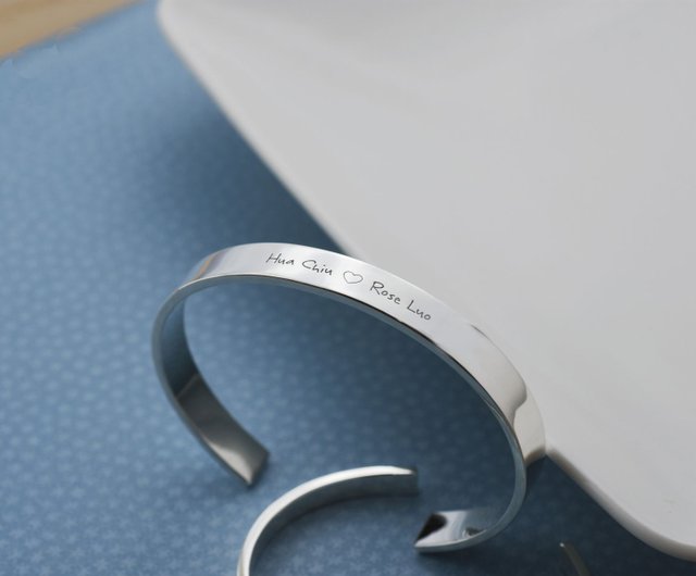 Customize】C style bangle, bracelet (engravable, silver) - C