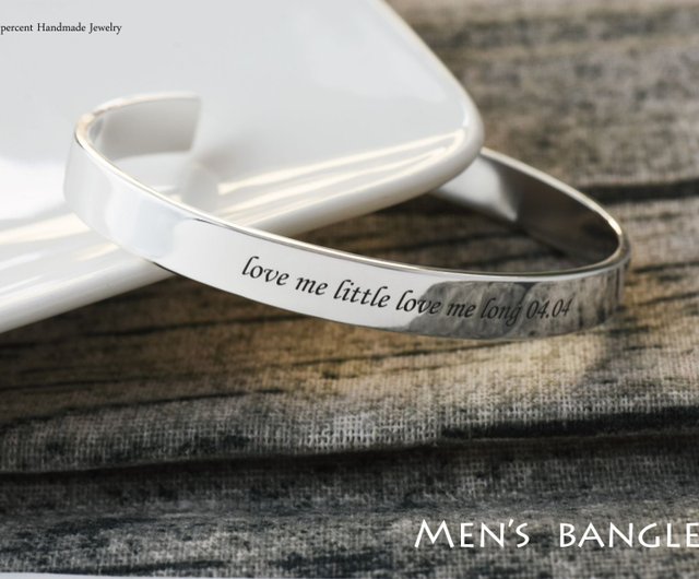 Customize】C style bangle, bracelet (engravable, silver) - C