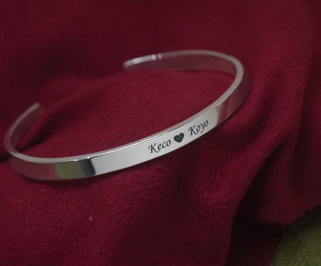 Customize】C style bangle, bracelet (engravable, silver) - C