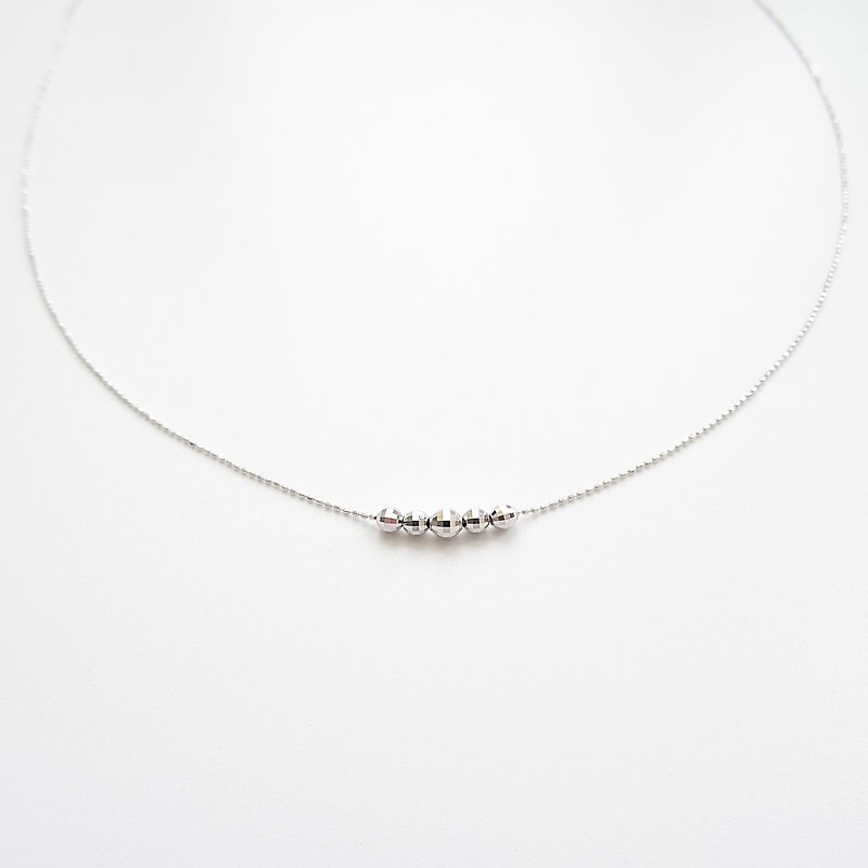18K White Solid Gold Disco Mirror Balls Dainty Adjustable Necklace - Necklaces - Precious Metals Silver