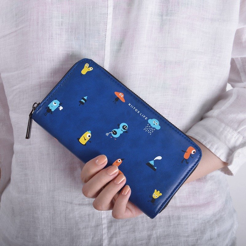 หนังแท้ กระเป๋าสตางค์ สีน้ำเงิน - KIITOSPU long wallet - small monster # # Fast delivery #