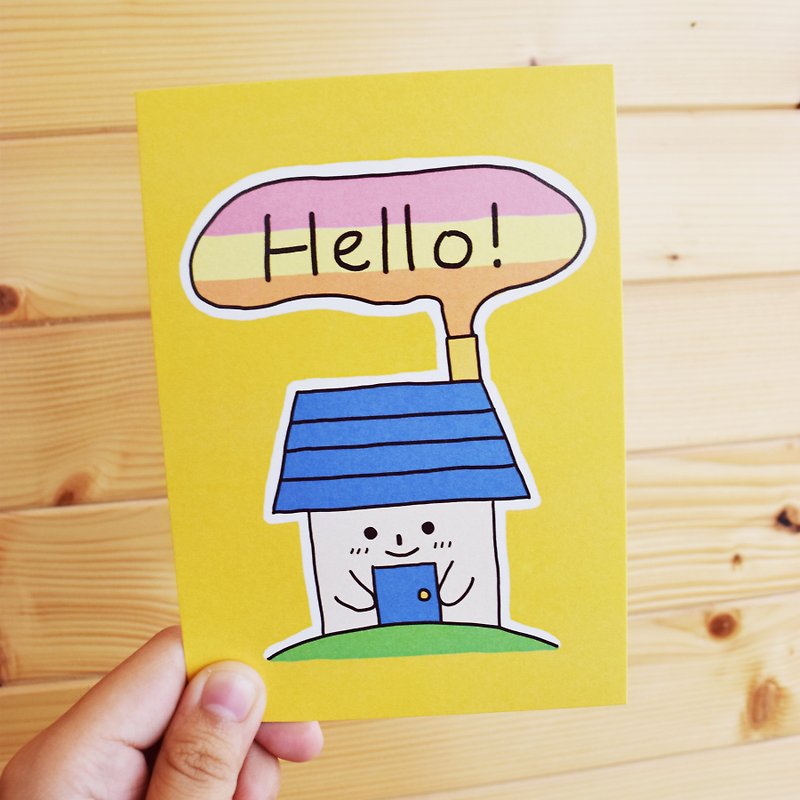 小さな家→ポストカード（青） - カード・はがき - 紙 