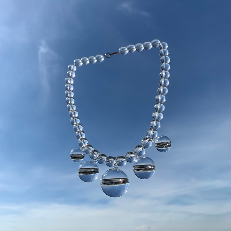 ステートメントネックレス南京玉首飾り 滴の宝石 - ネックレス - ガラス 透明