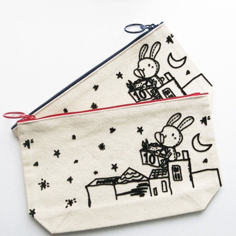 "Foufou" flocking Pencil bag (bottom) - Star Bonnie - กล่องดินสอ/ถุงดินสอ - วัสดุอื่นๆ ขาว