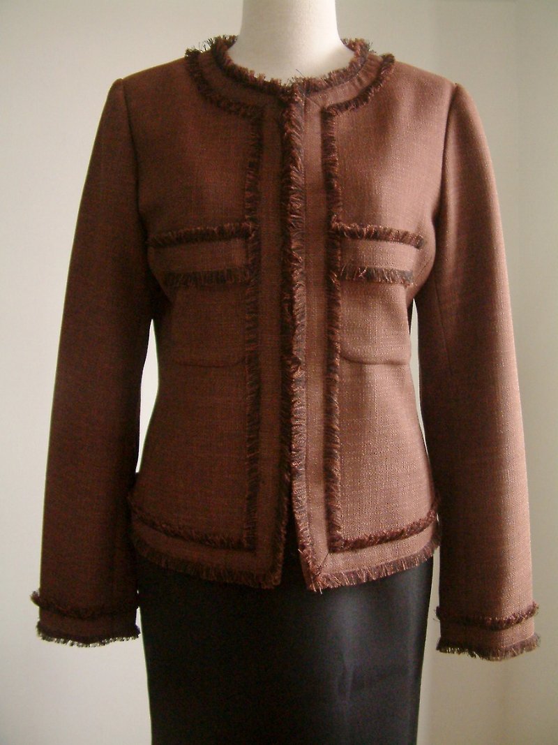 Little Fragrant Wind Jacket-Chocolate - เสื้อแจ็คเก็ต - วัสดุอื่นๆ สีนำ้ตาล