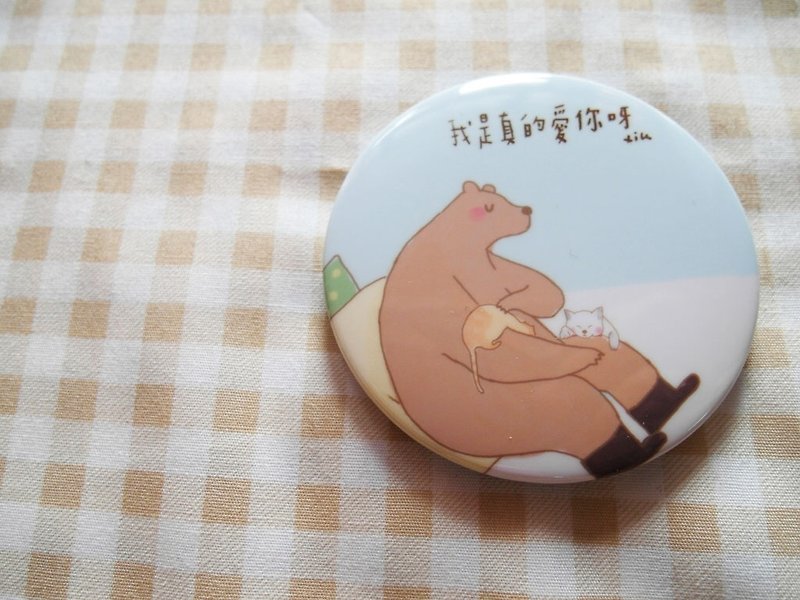 Xiu Xiu Bear / I really love you / -! 5.8cm badge - Badges & Pins - Plastic Pink