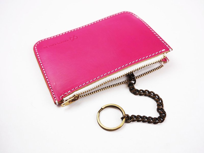 [YuYu] Rose Pink vegetable tanned leather key cases - ที่ห้อยกุญแจ - หนังแท้ 
