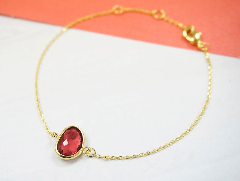 Edith & Jaz • Birthstone Collection - Ruby Quartz Bracelet (July) - Bracelets - Gemstone Red