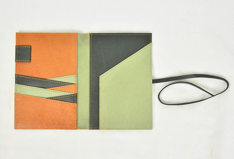 Color geometric small terraced pastel green passport holder _ _ fair trade - Passport Holders & Cases - Genuine Leather Green