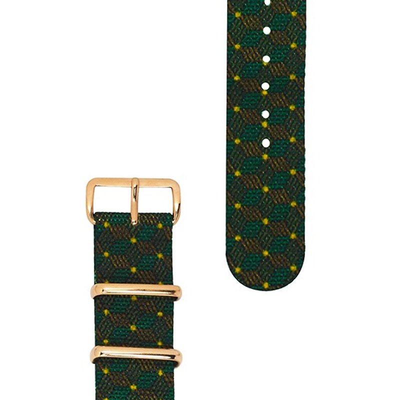 HYPERGRAND軍用錶帶 - 20mm - LEPRECHAUN 愛爾蘭精靈 (玫瑰金釦) - 女裝錶 - 其他材質 綠色