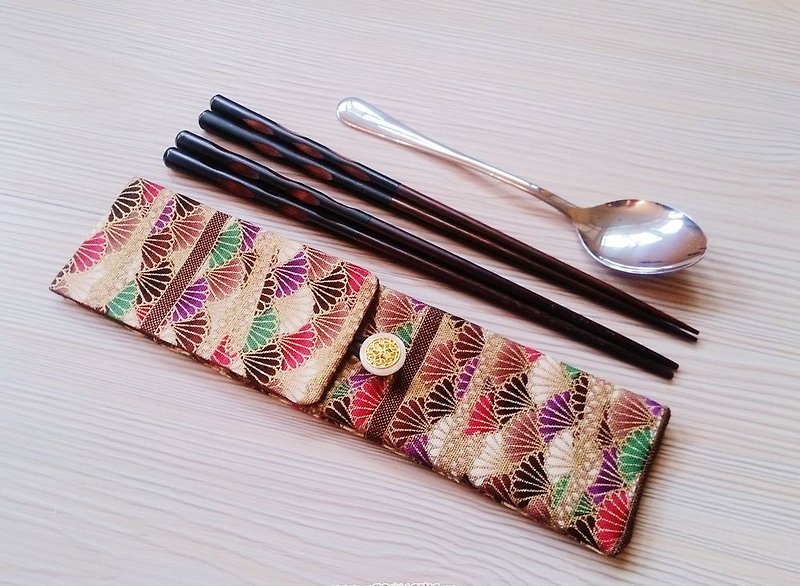 Scrim green chopsticks sets of bunk bags chopsticks Japanese chopsticks double bronzing kit - Chopsticks - Other Materials Multicolor
