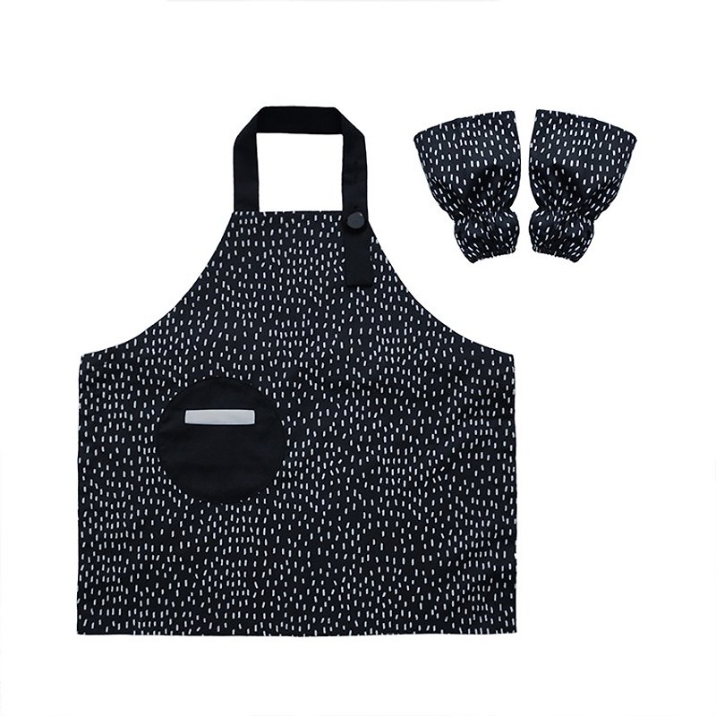 Waterproof children apron sleeve set, Art, Painting, Gardening, Baking, Dots - Other - Waterproof Material Black