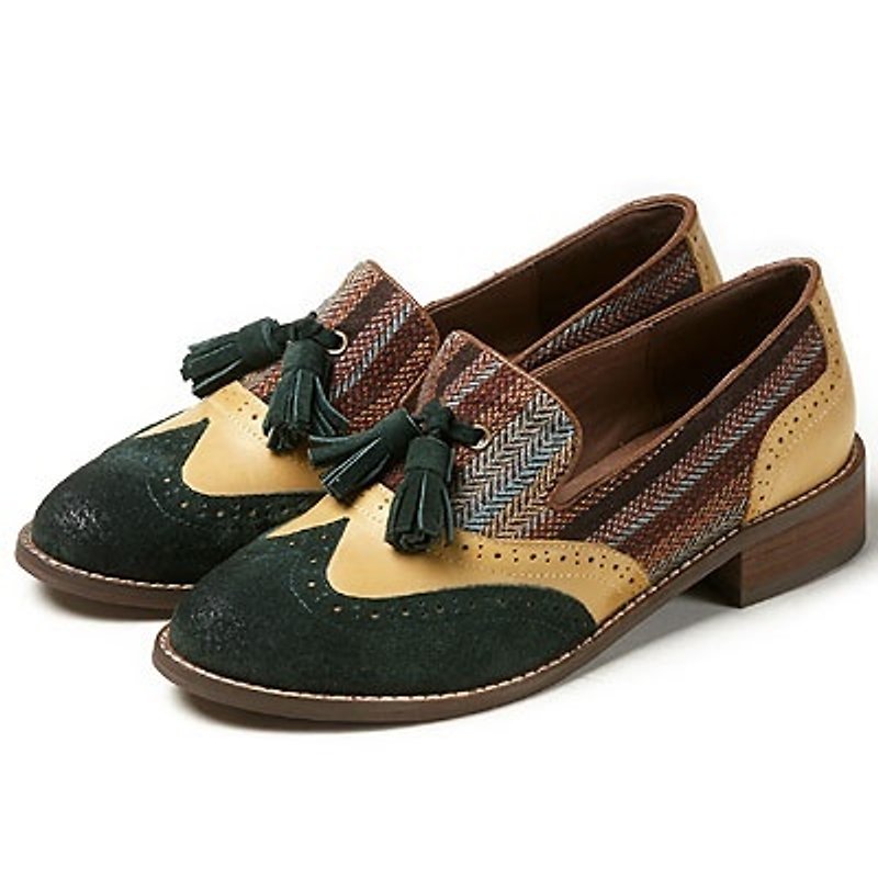 e'cho. Tap stroll stitching tassel loafers ║Ec18 hippie green bar - Women's Casual Shoes - Genuine Leather Multicolor