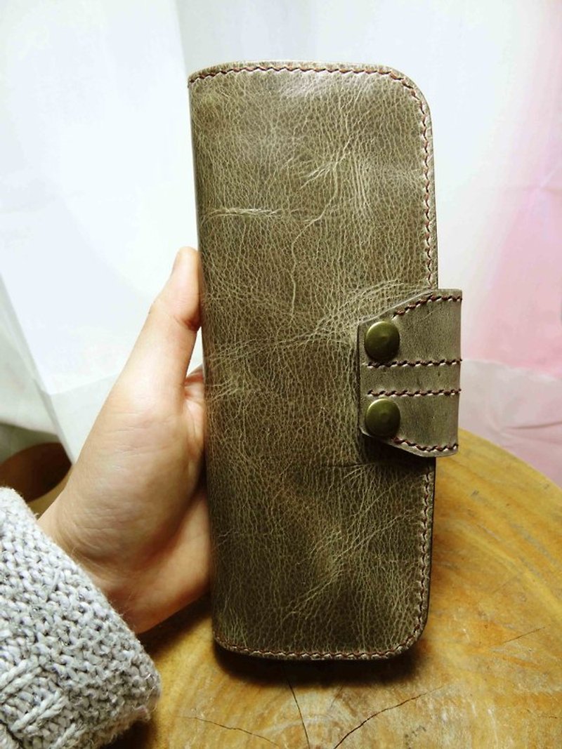 花墨綠復古長夾 - Wallets - Genuine Leather 