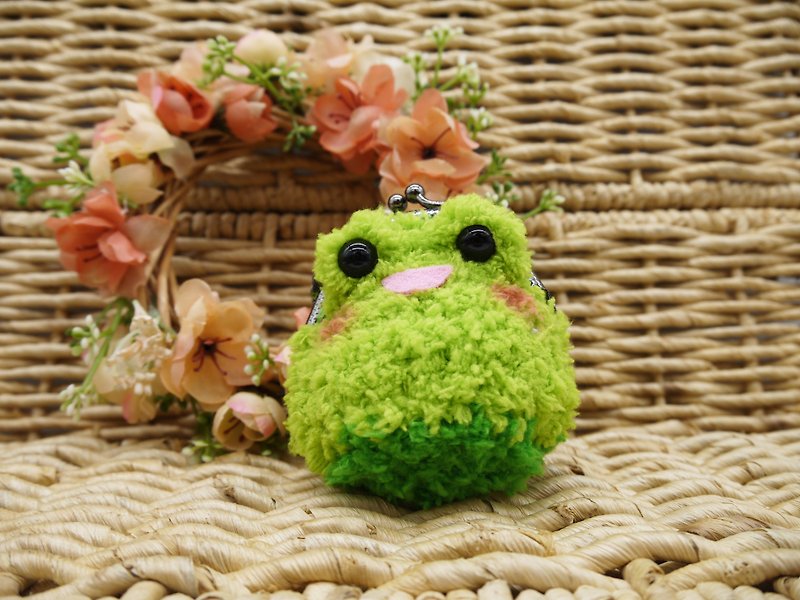 Animal wool knit mini purse mouth gold package - Frog - กระเป๋าใส่เหรียญ - วัสดุอื่นๆ สีเขียว