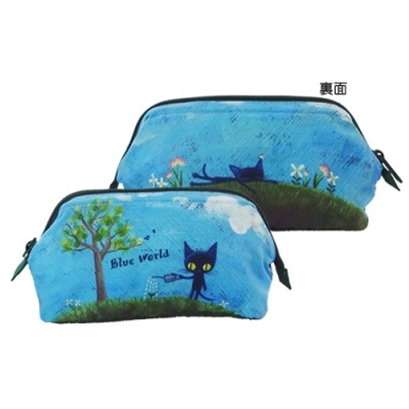 BLUE WORLD, Japanese blue cat loves the earth cosmetic bag_Green BW1408402 - Toiletry Bags & Pouches - Other Materials Multicolor