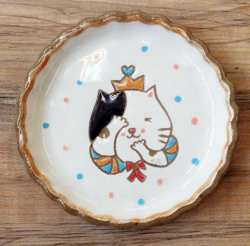 【造型盤】貓咪小王子─好害羞喔 - 花瓶/花器 - 陶 