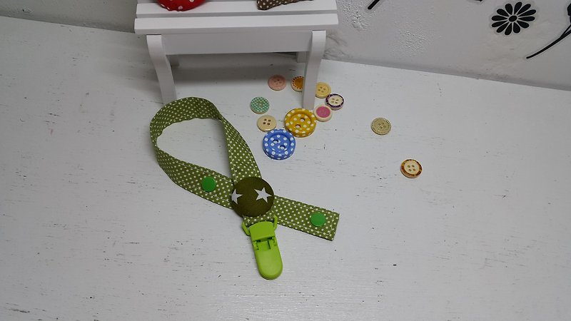 Little party pacifier clip (Ivy Green) - ขวดนม/จุกนม - ผ้าฝ้าย/ผ้าลินิน สีเขียว