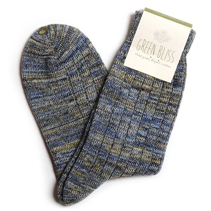 GREEN BLISS organic cotton socks - [Nordic Series] Copenhagen Navy Danish blue stockings (thick tissue section) - ถุงเท้า - วัสดุอื่นๆ สีน้ำเงิน