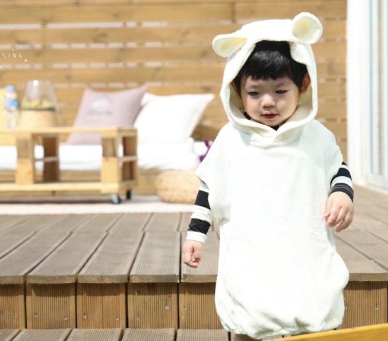 [Korea made] Mi Star MiniDressing- QQ Bear cotton beach towel | bathrobe | blankets | Baojin / off-white (S) - Other - Cotton & Hemp 
