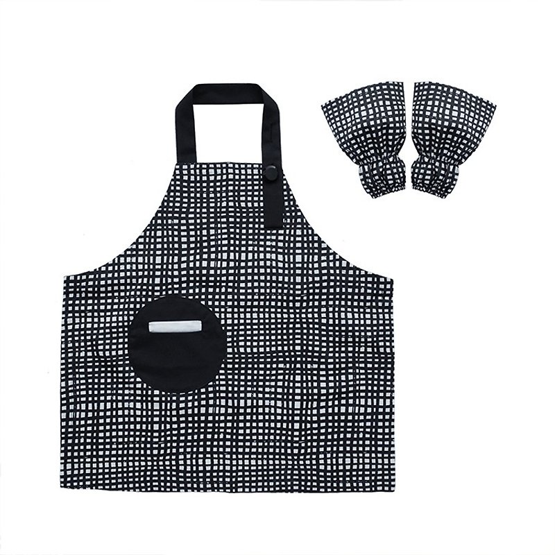 Waterproof toddler apron sleeve set, Painting, Gardening, Baking, Plaid - Other - Waterproof Material White