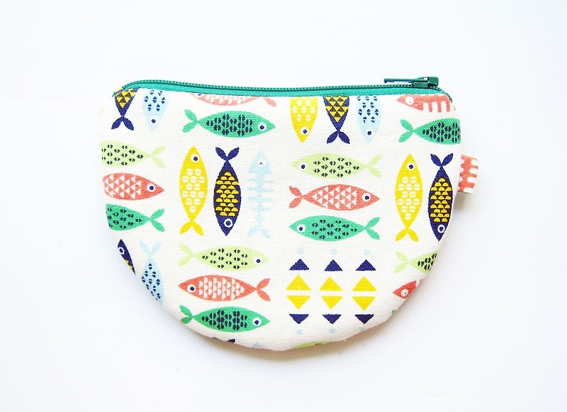 Teacup semicircle zipper bag/coin purse fish - Coin Purses - Other Materials Multicolor