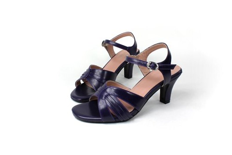 Purple simple sandals - รองเท้ารัดส้น - หนังแท้ สีม่วง