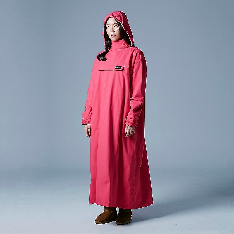 (Sold Out)【MORR】PostPosi Reverse Raincoat【Classic Peach】 - Umbrellas & Rain Gear - Waterproof Material Red