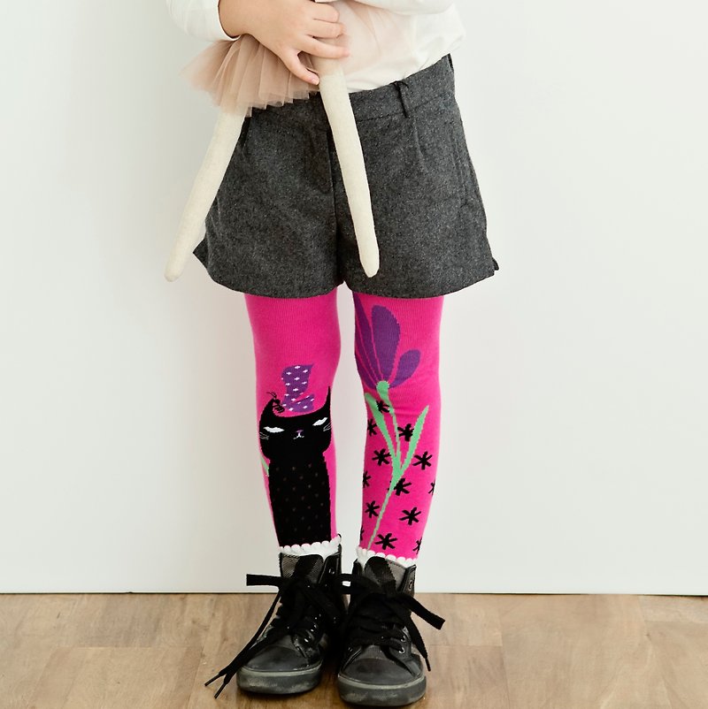 【無腳底褲襪】花園裡的貓-S - 圍兜/口水巾 - 棉．麻 粉紅色