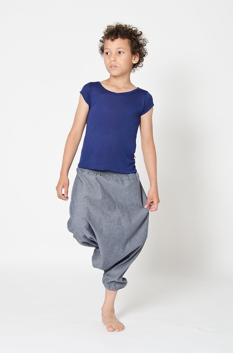 Swedish Organic Cotton Breathable Wide Pants Trousers 3-6 Years Old Gray - กางเกง - ผ้าฝ้าย/ผ้าลินิน สีเทา