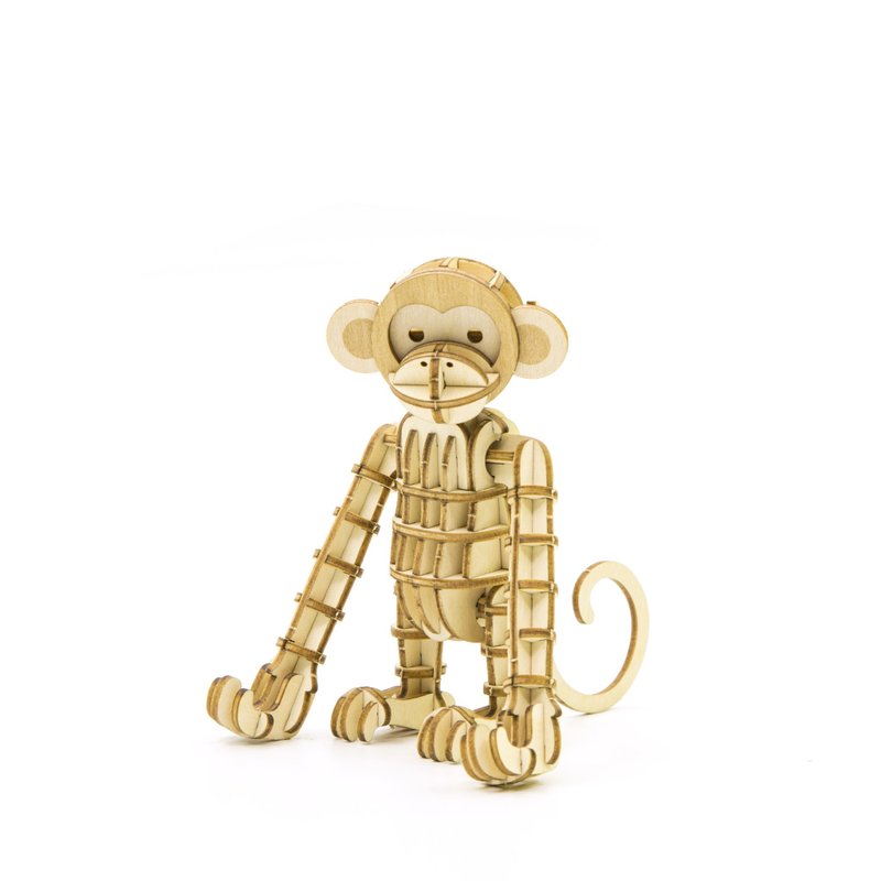 Jigzle 3D Plywood Puzzle - Monkey Phone Stand - Wood, Bamboo & Paper - Wood 