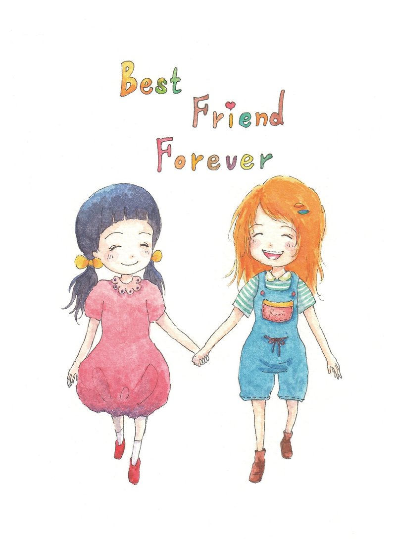 Forever friends graduation postcard (watercolor painted wind) - การ์ด/โปสการ์ด - กระดาษ หลากหลายสี