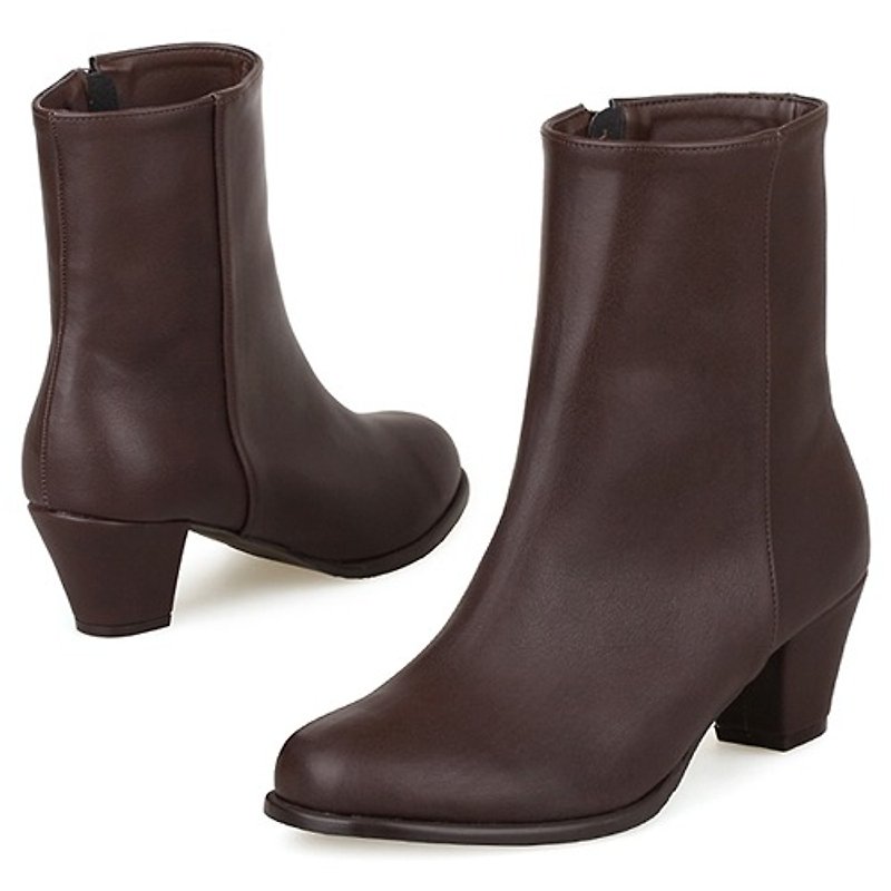 【秋冬鞋款】SPUR 簡單線條靴子 EF8077 BROWN - 高踭鞋 - 真皮 咖啡色
