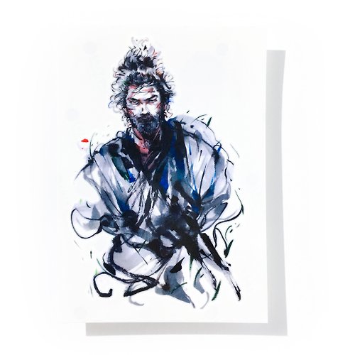 ╰ LAZY DUO TATTOO ╮ 手繪日本武士道刺青水彩水墨人像插畫紋身貼紙夏天男士日系裝飾物