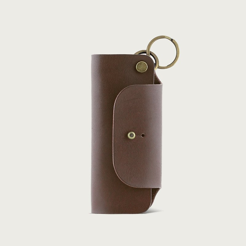 Leather key case/key ring - dark brown - ที่ห้อยกุญแจ - หนังแท้ สีนำ้ตาล