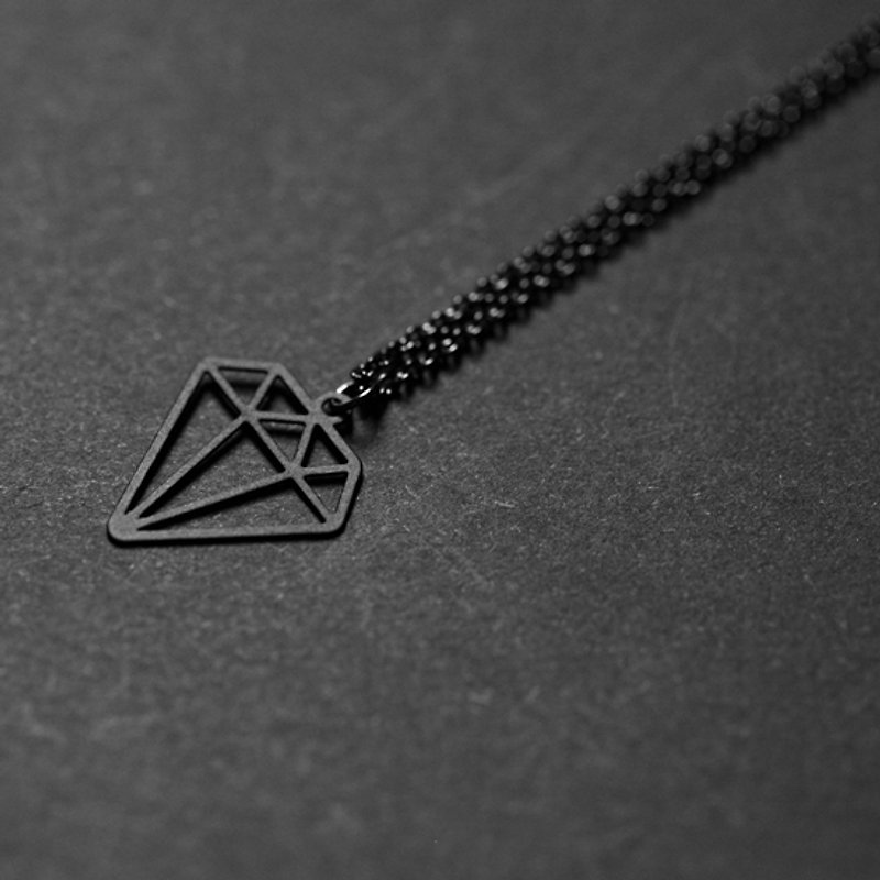 Black Diamond Necklace Black Diamond Pendant - สร้อยคอ - โลหะ 