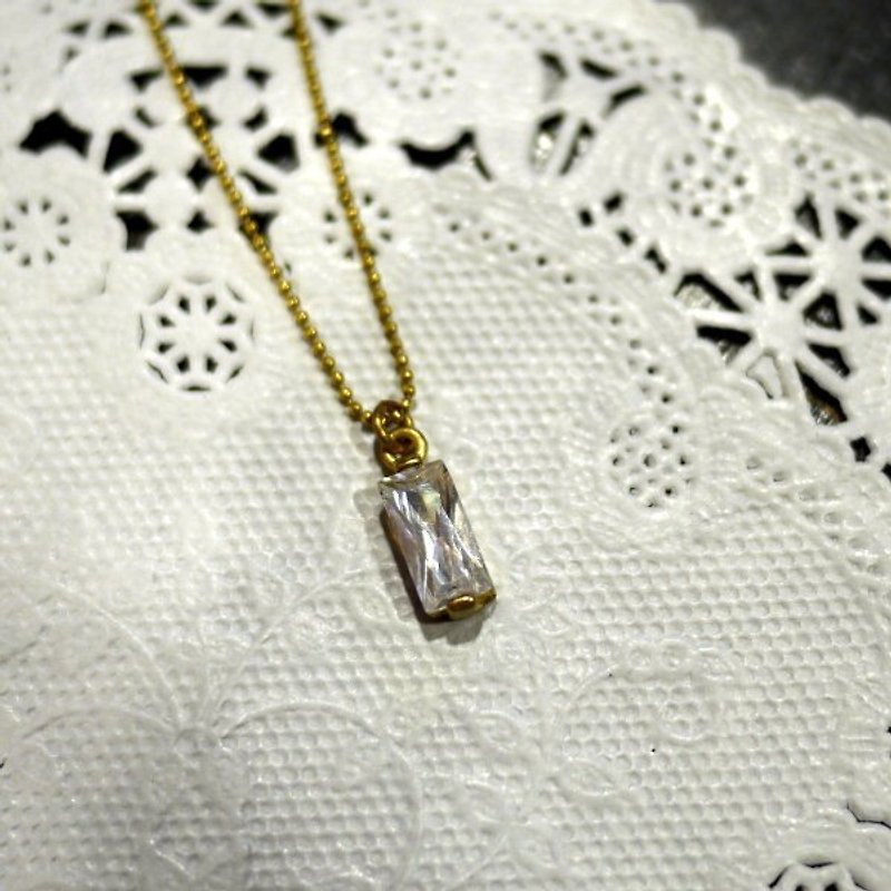 [Kim] * Charlene ‧ jewelry necklace rectangular CZ - Copper / CZ - Necklaces - Gemstone 