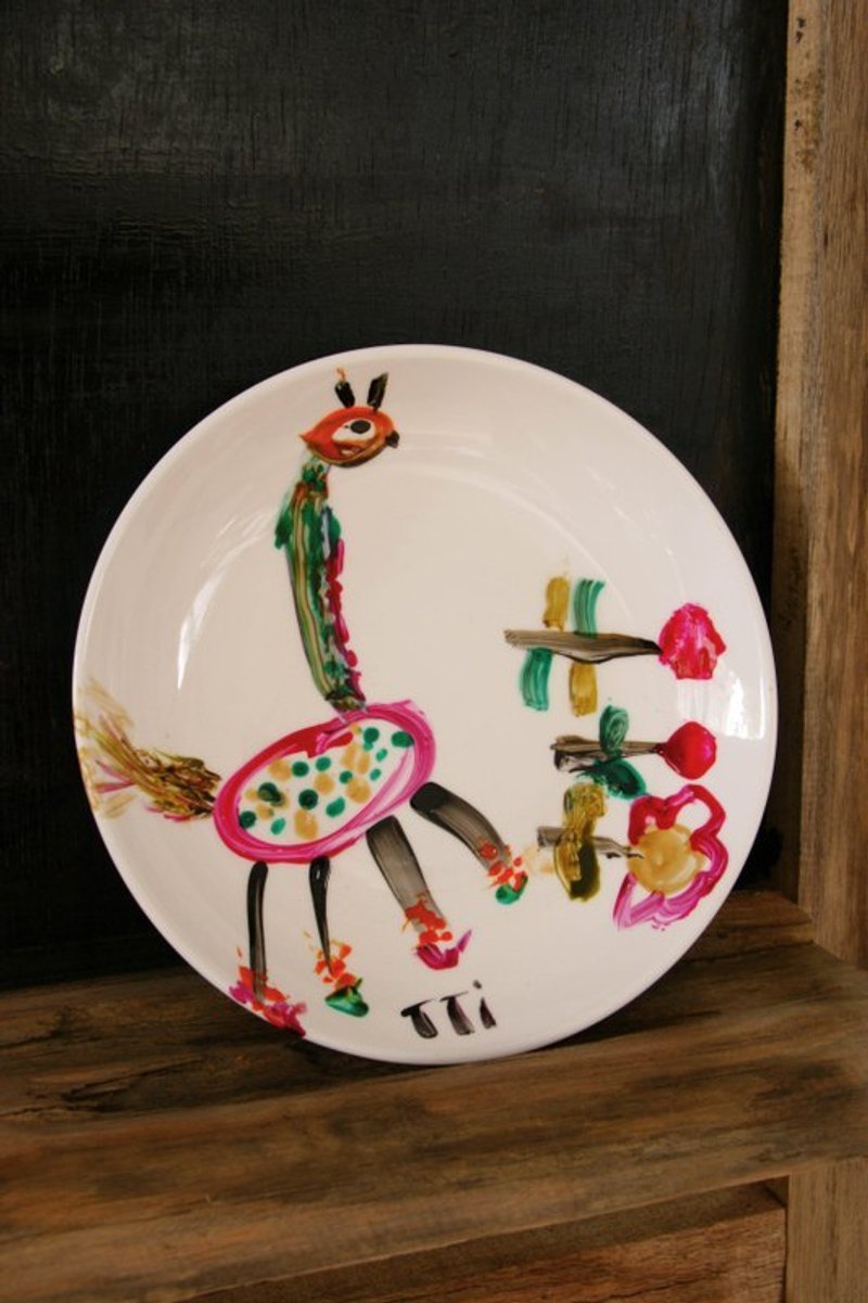 g8108手工彩繪長頸鹿中盤 - Small Plates & Saucers - Other Materials Multicolor