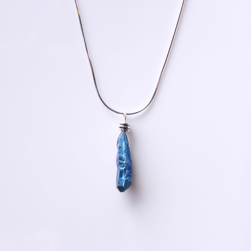 Journal (I come from the universe)-【Energy】Meteorite wishing necklace sterling silver hand-made - Necklaces - Other Metals Blue