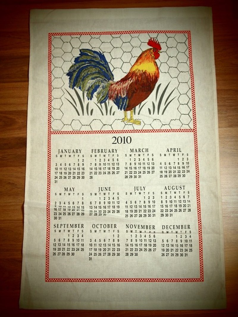 Early American calendar 2010 oil on cock - Wall Décor - Other Materials Red