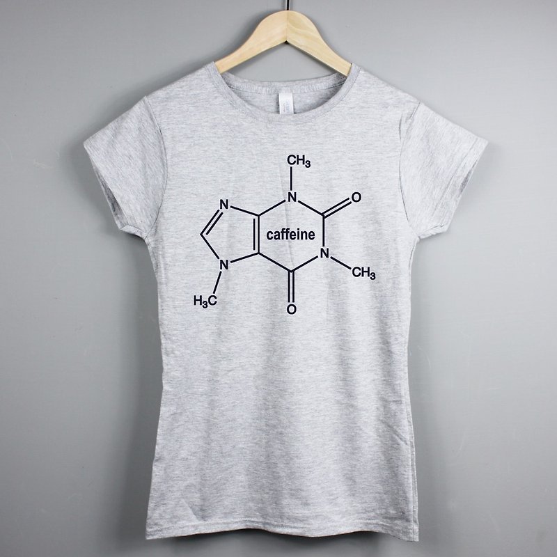 女の子のためのカフェイン分子半袖Tシャツ-2色カフェイン分子テキストグリーンアートデザインファッショナブルなテキストファッション - Tシャツ - その他の素材 多色